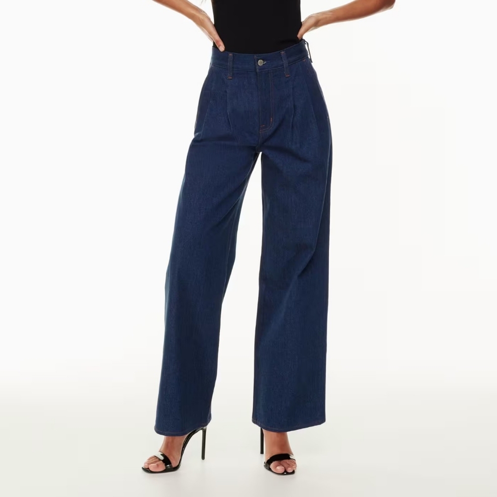 Aritzia Denim Forum The Belinda Hi-Rise Wide Jean - Dark Blue Wash, Size 24